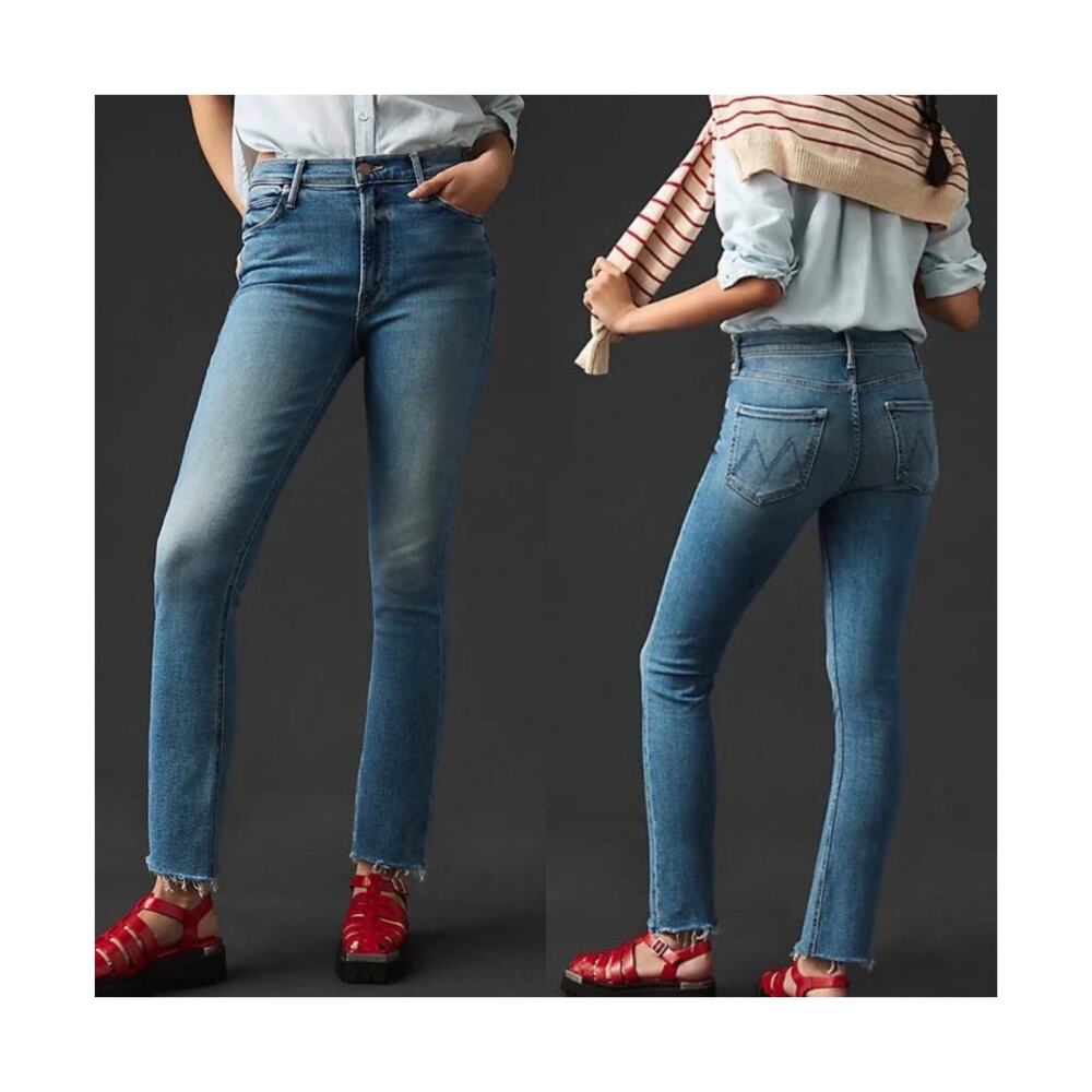 Mother The Dazzler Hoover Getalongs Blue Denim Straight Leg High Rise Size 29